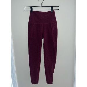 Beyond Yoga Spacedye Zip By Boulevard High Waisted 7/8 Leggings S Maroon